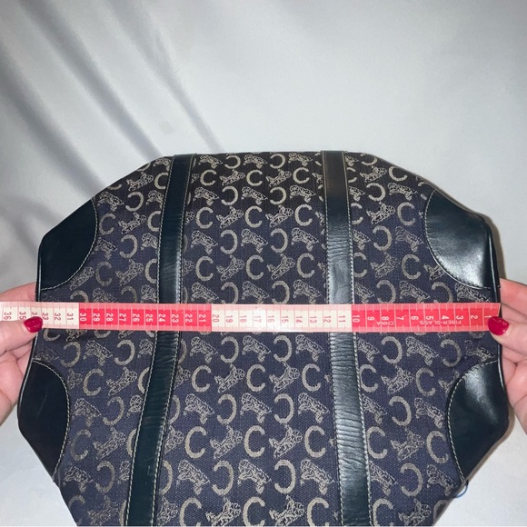 CELINE Navy Blue Carriage Print Tote Bag Vintage EUC - Picture 9 of 13